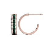 עגילים חצי-פתוחים אמרלד ויהלומים Eclipse