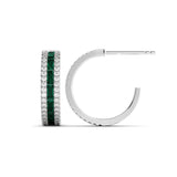 עגילים חצי-פתוחים אמרלד ויהלומים Eclipse