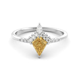 טבעת כתר כסף מצופה רודיום Citrine Kite ויהלומים