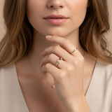 Morganite-Mossonite Baguette Ring