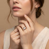 Morganite and Moissanite ring