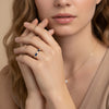 Delicate milgrain sapphire and diamond ring