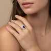 Spectacular Halo sapphire and diamond ring