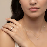Delicate baguette sapphire and diamond ring