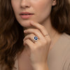 Double Halo Sapphire-diamond ring