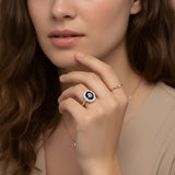 Double Halo Sapphire-diamond ring