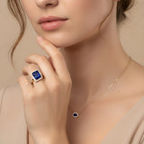 Halo diamond ring sapphire 3.01 carat