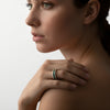 Valeria Rhodium Plated Silver Emerald and Diamond Ring
