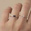 Delicate baguette sapphire and diamond ring