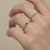 Delicate baguette ruby ​​and diamond ring