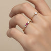 Delicate baguette ruby ​​and diamond ring