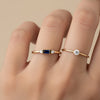 Delicate baguette sapphire and diamond ring