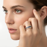 Valeria rhodium-plated silver sapphire and diamond ring